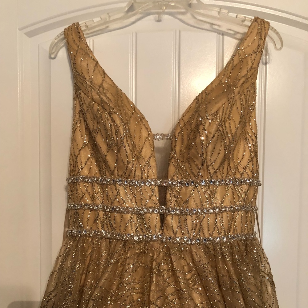 Custom gold pageant / prom dress